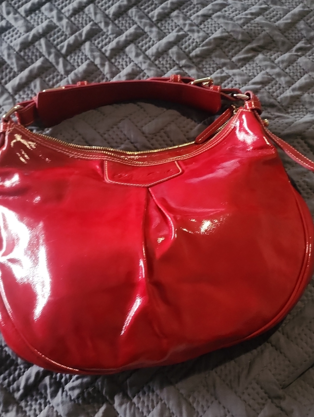 Dooney & Bourke Shiny Red Patent Shoulder Hobo